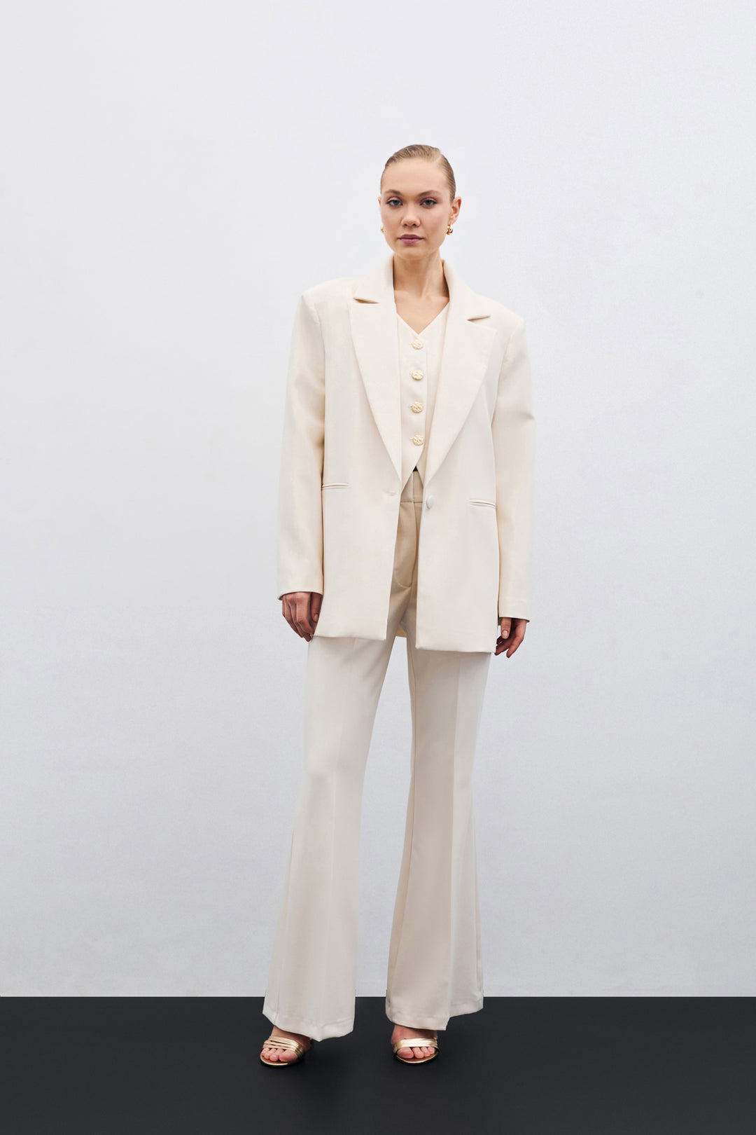 Sateen Pantalon Évasé Espagnol - Beige