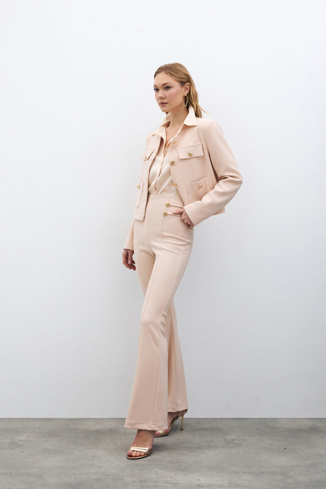 Sateen Pantalon Évasé Espagnol - Beige