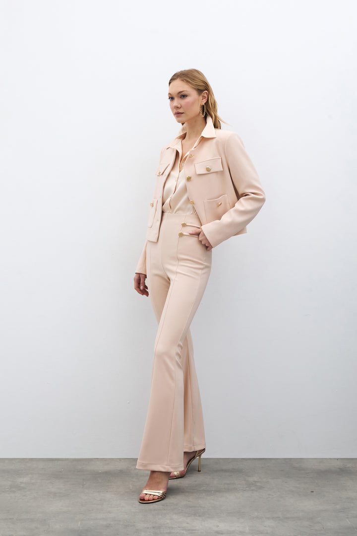 Sateen Pantalon Évasé Espagnol - Beige