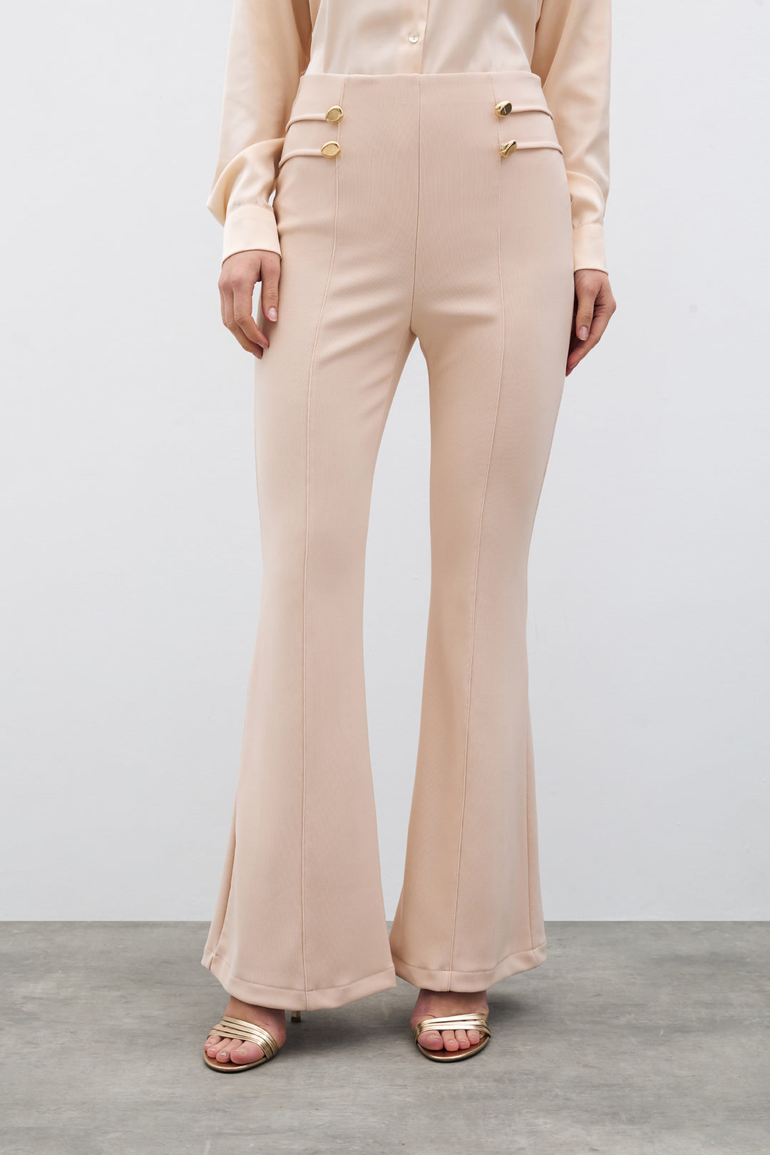 Sateen Pantalon Évasé Espagnol - Beige