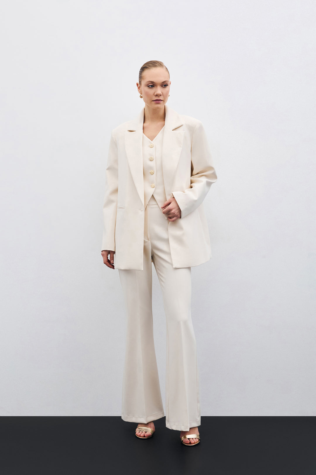 Sateen Pantalon Évasé Espagnol - Beige