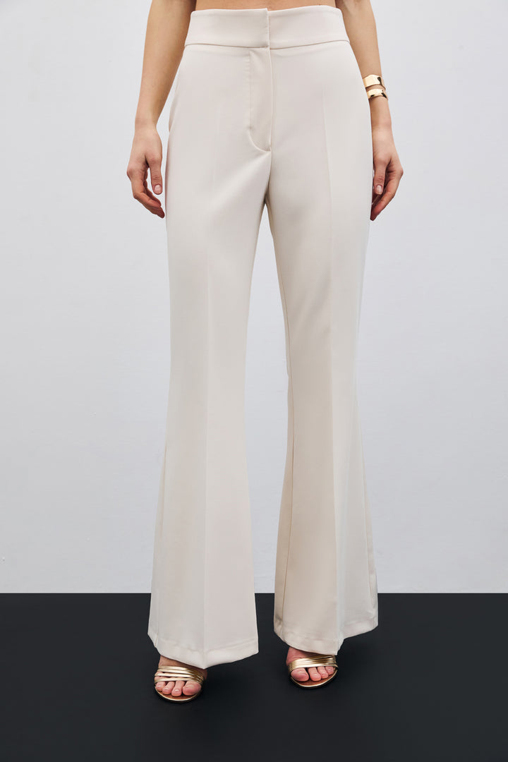 Sateen Pantalon Évasé Espagnol - Beige