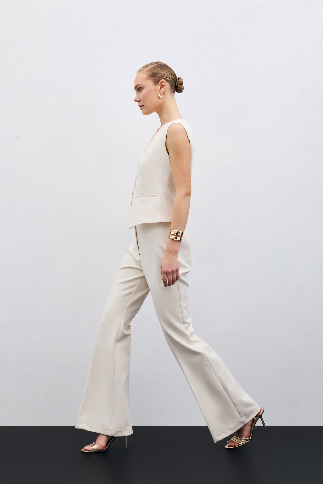 Sateen Pantalon Évasé Espagnol - Beige
