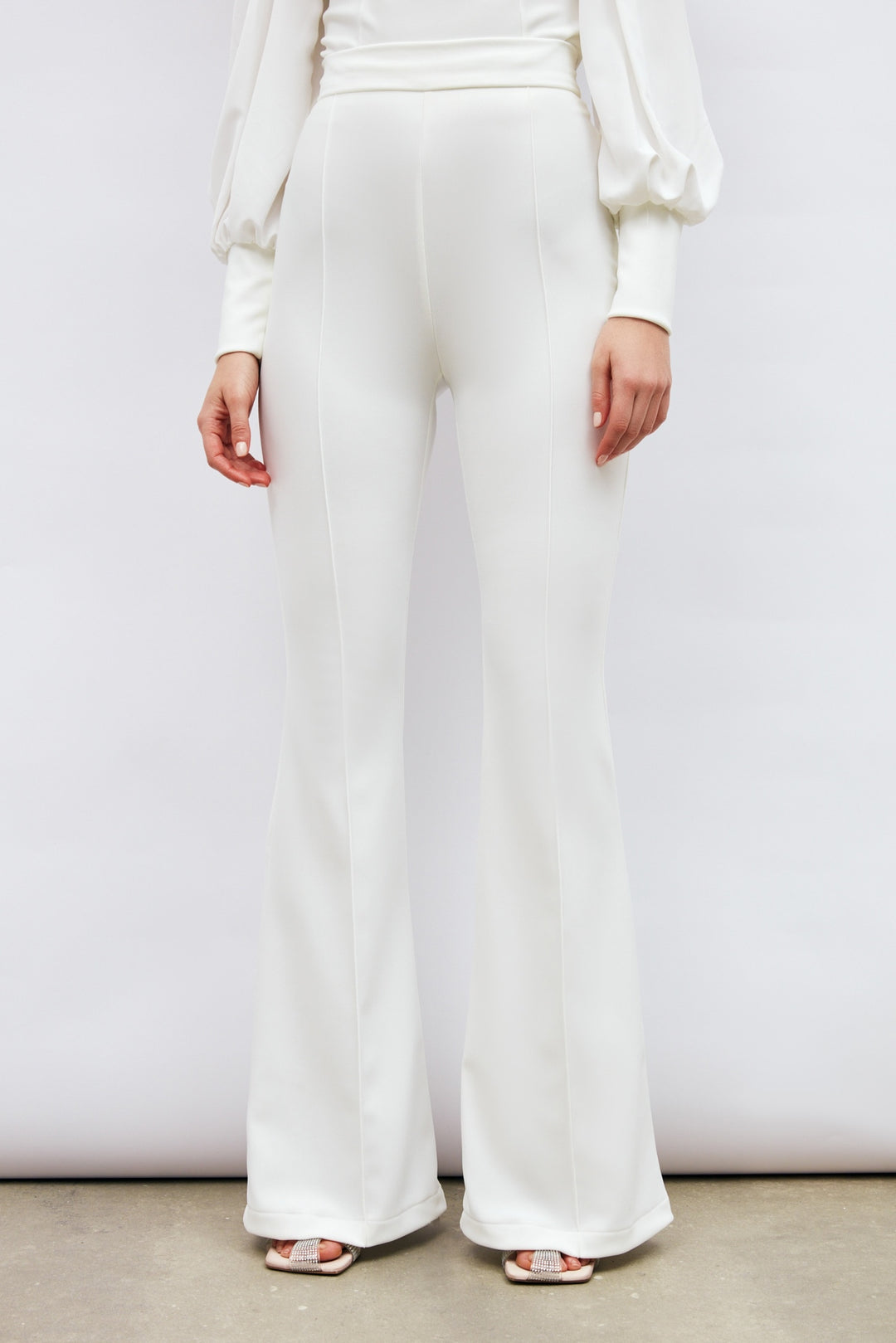 Sateen Pantalon évasé - Écru