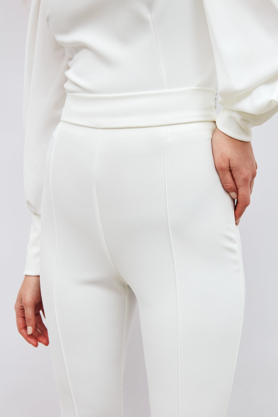 Sateen Pantalon évasé - Écru