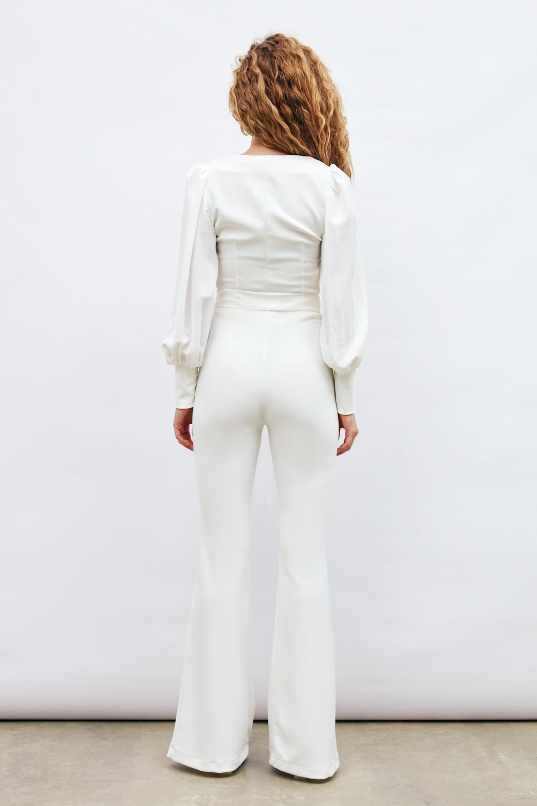 Sateen Pantalon évasé - Écru
