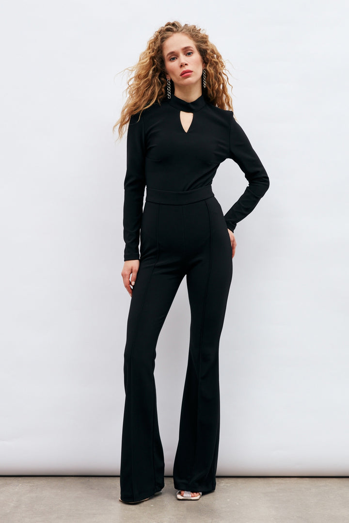 Sateen Pantalon évasé - Noir