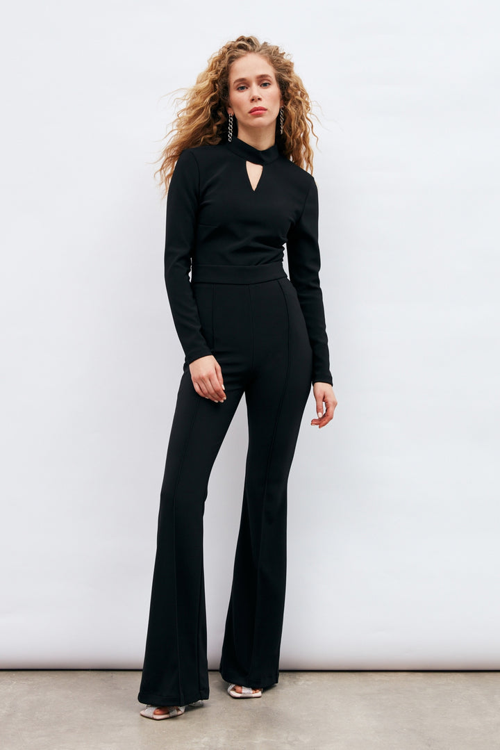 Sateen Pantalon évasé - Noir