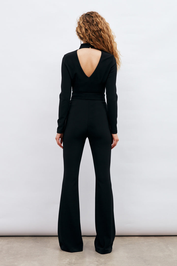 Sateen Pantalon évasé - Noir
