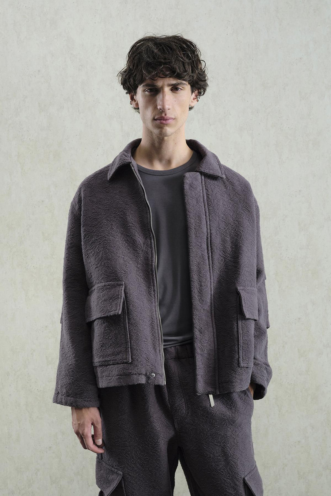 Giesto Veste grise à motif jacquard - Gris