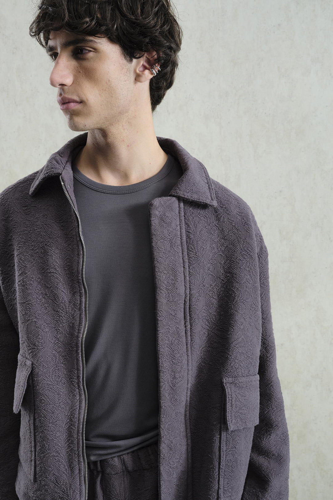 Giesto Veste grise à motif jacquard - Gris