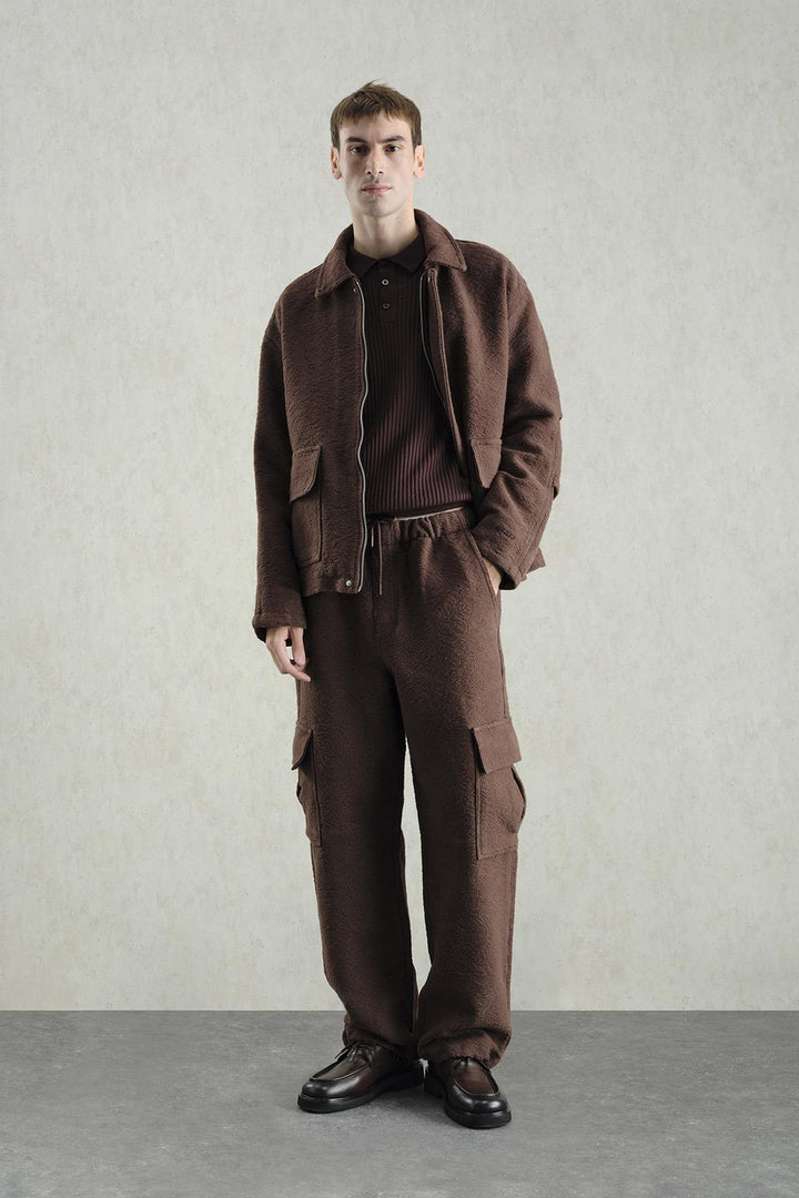 Giesto Veste marron à motif jacquard - Marron
