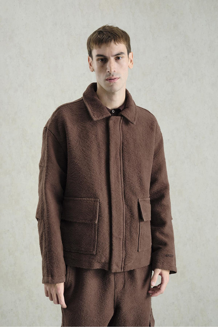 Giesto Veste marron à motif jacquard - Marron