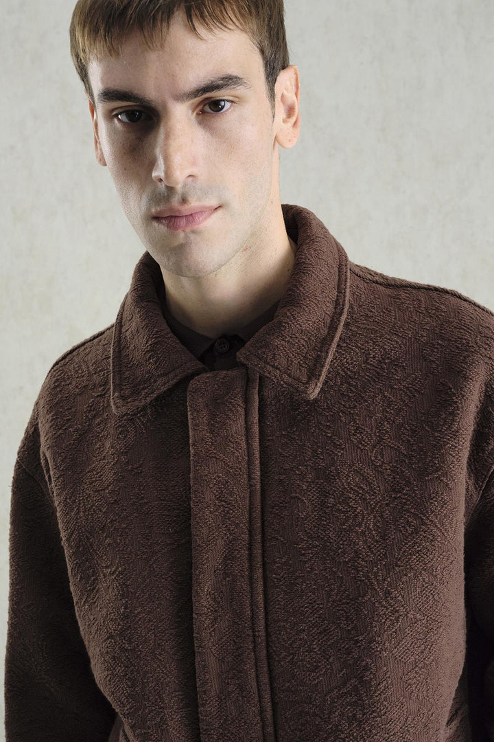 Giesto Veste marron à motif jacquard - Marron