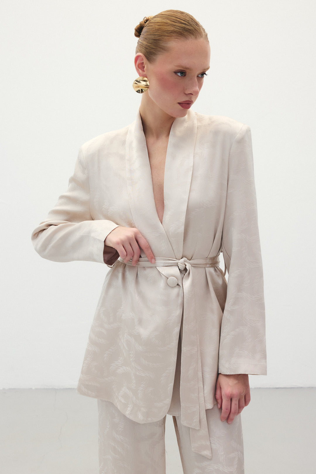 Sateen Veste en satin jacquard - Beige