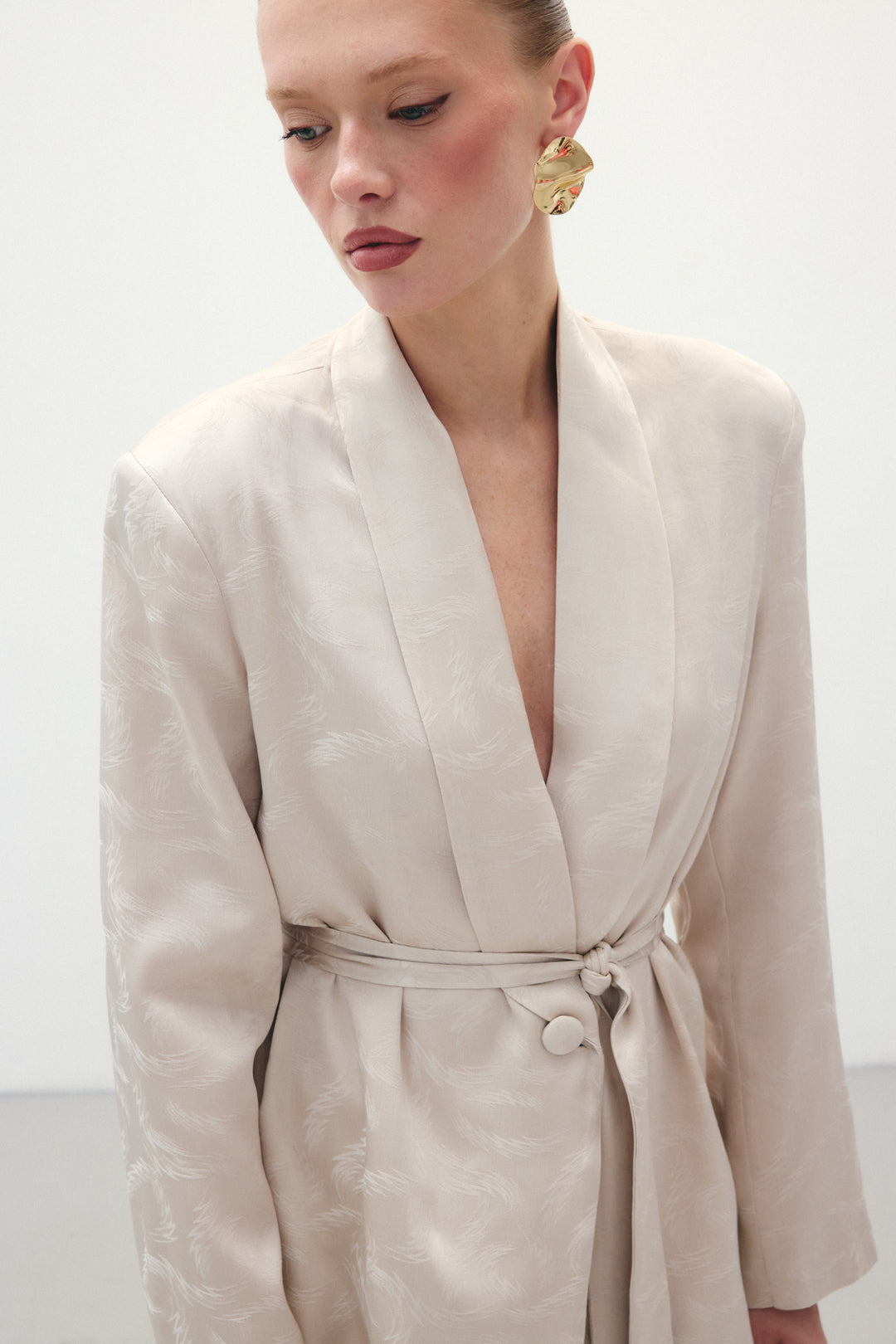 Sateen Veste en satin jacquard - Beige