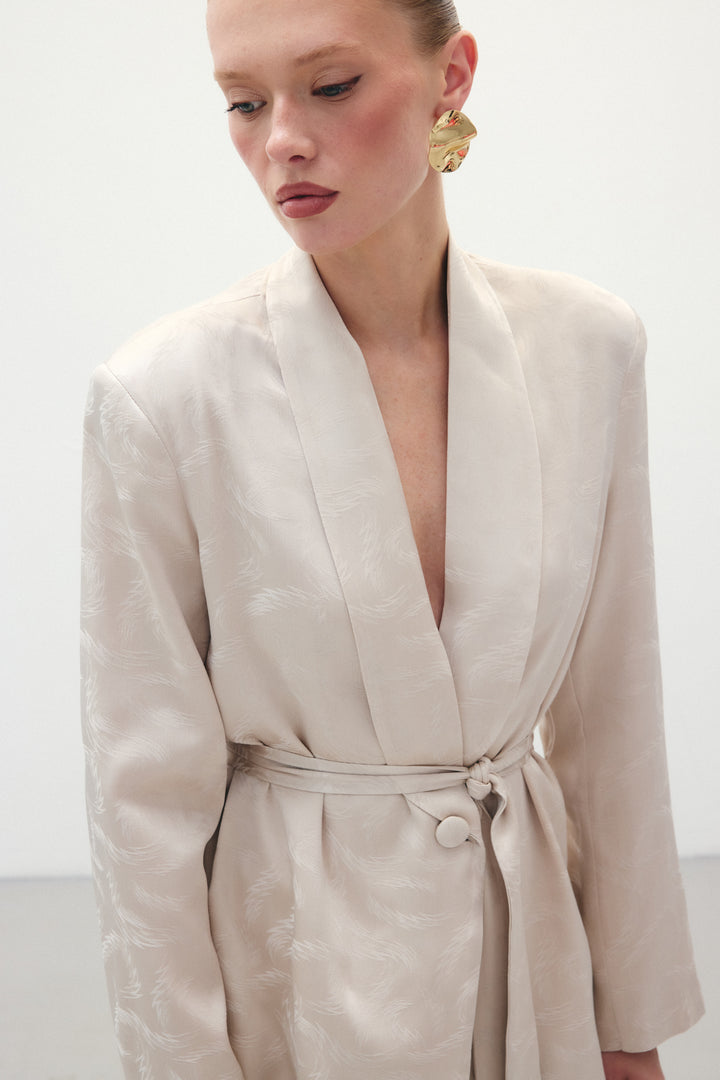 Sateen Veste en satin jacquard - Beige