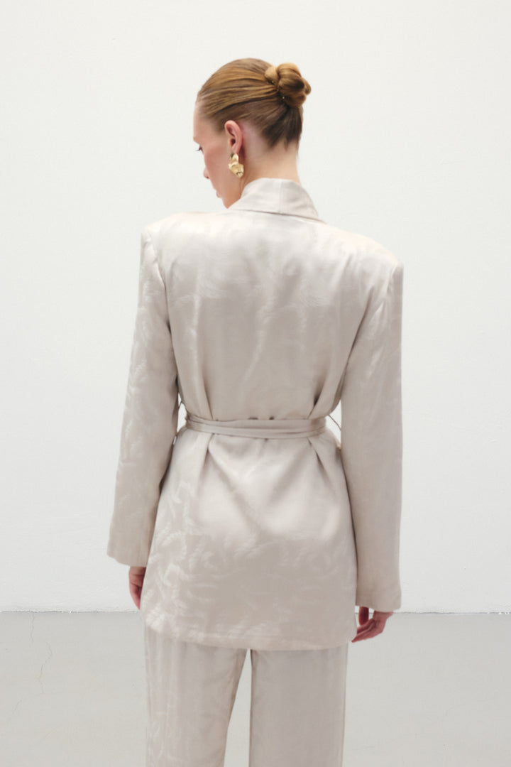 Sateen Veste en satin jacquard - Beige