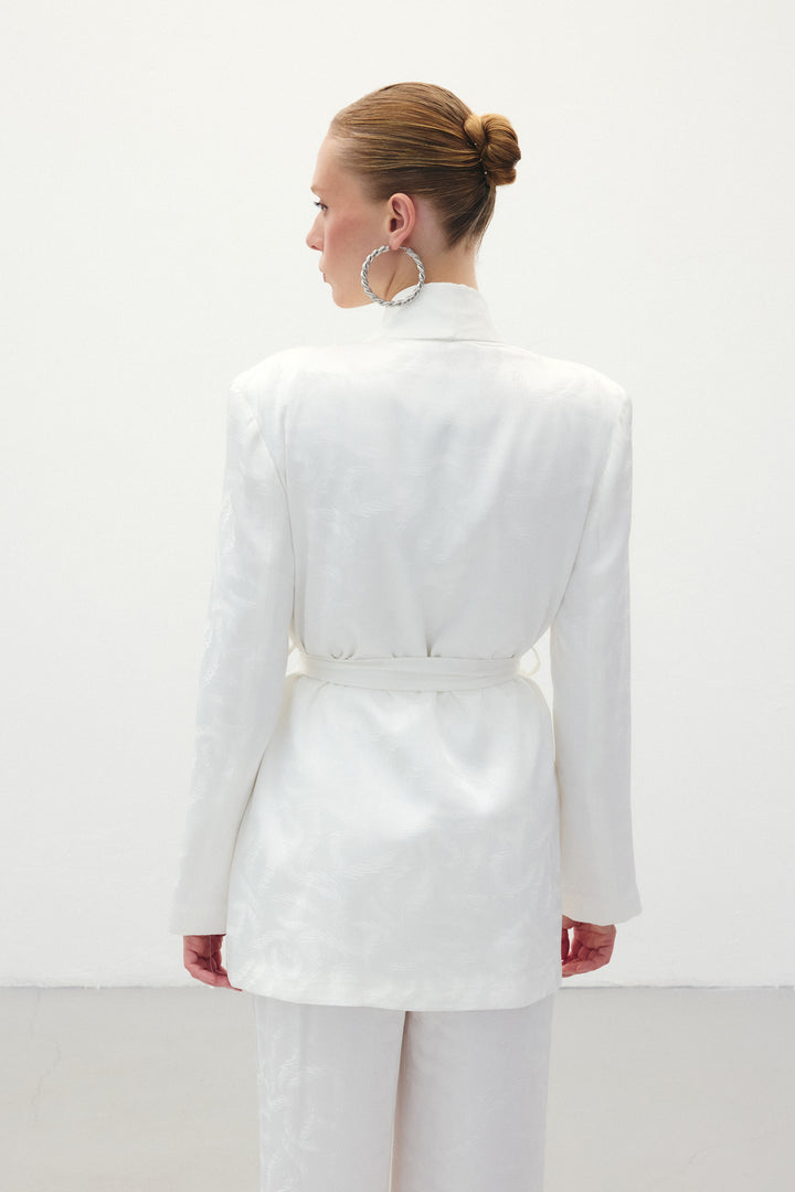 Sateen Veste en satin jacquard - Écru