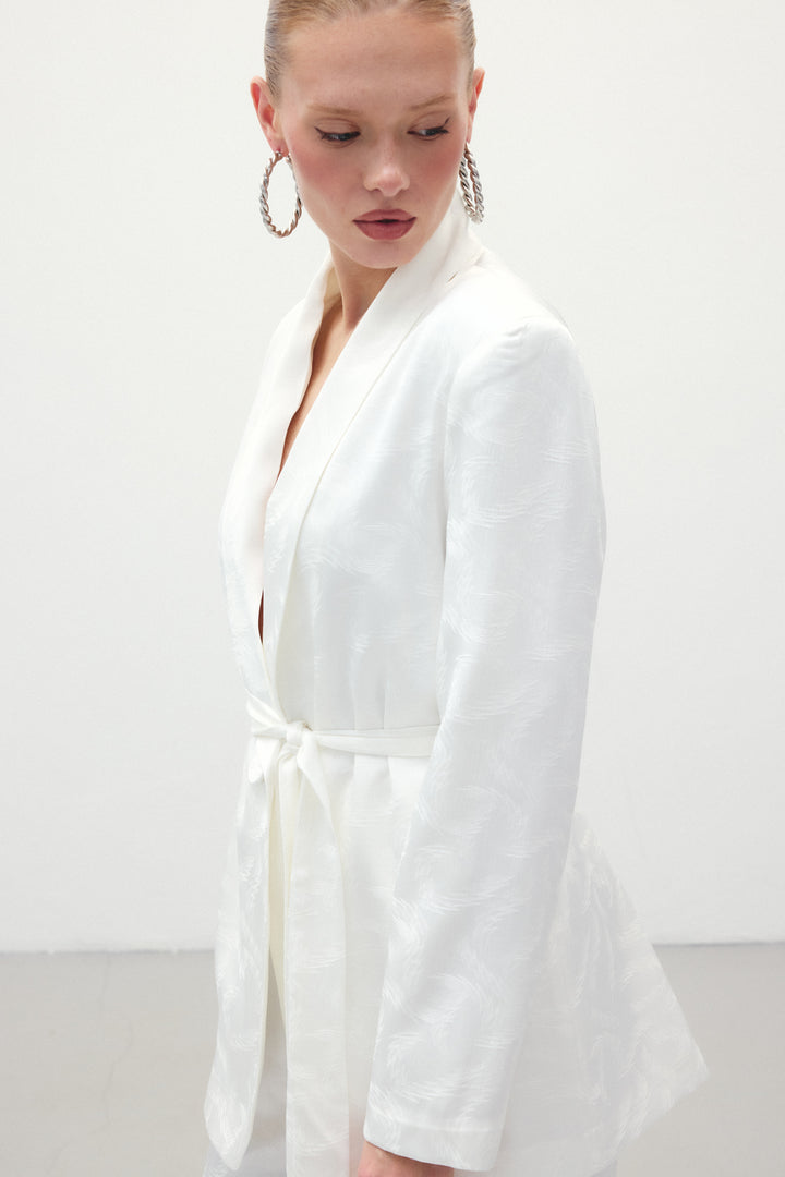 Sateen Veste en satin jacquard - Écru