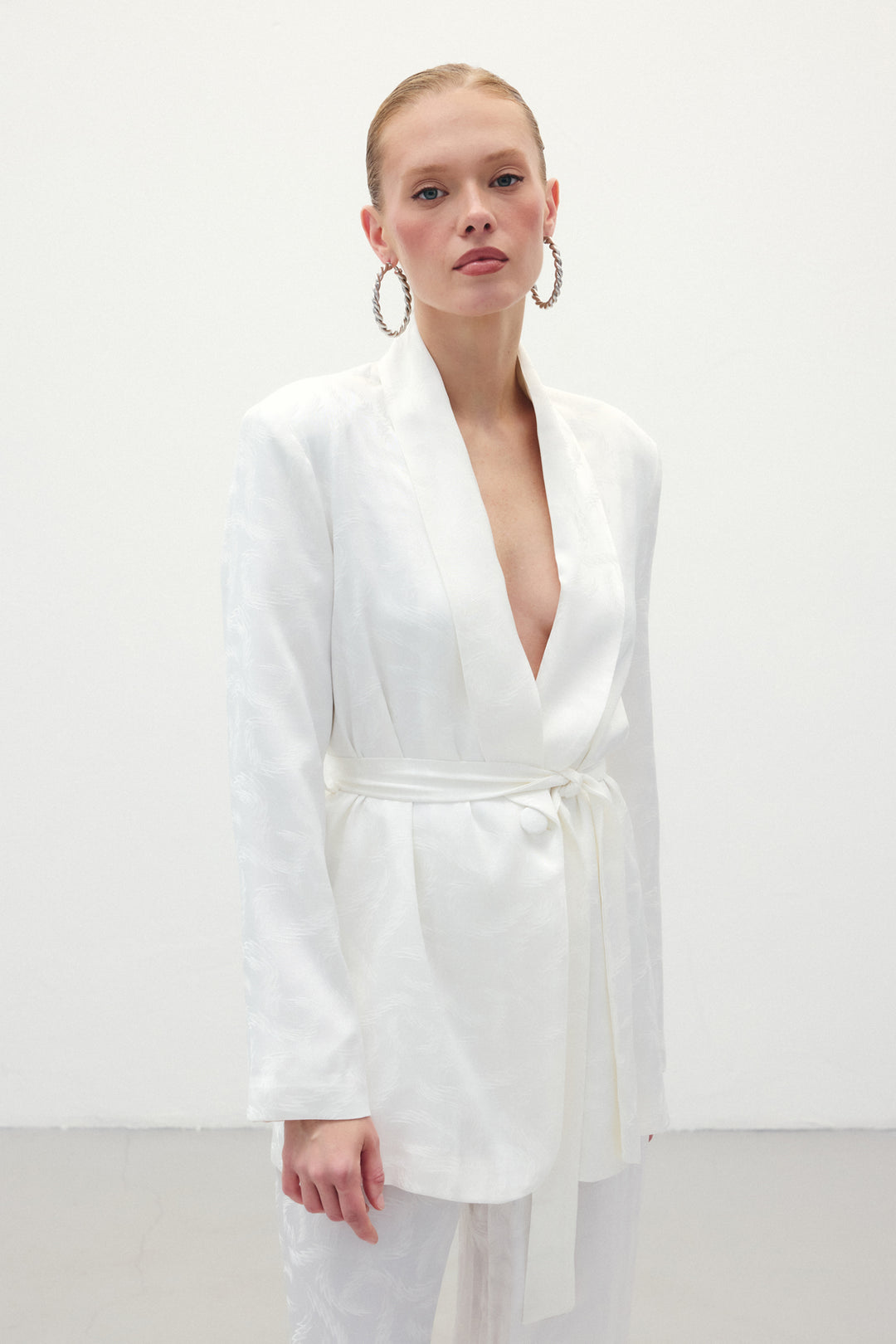 Sateen Veste en satin jacquard - Écru