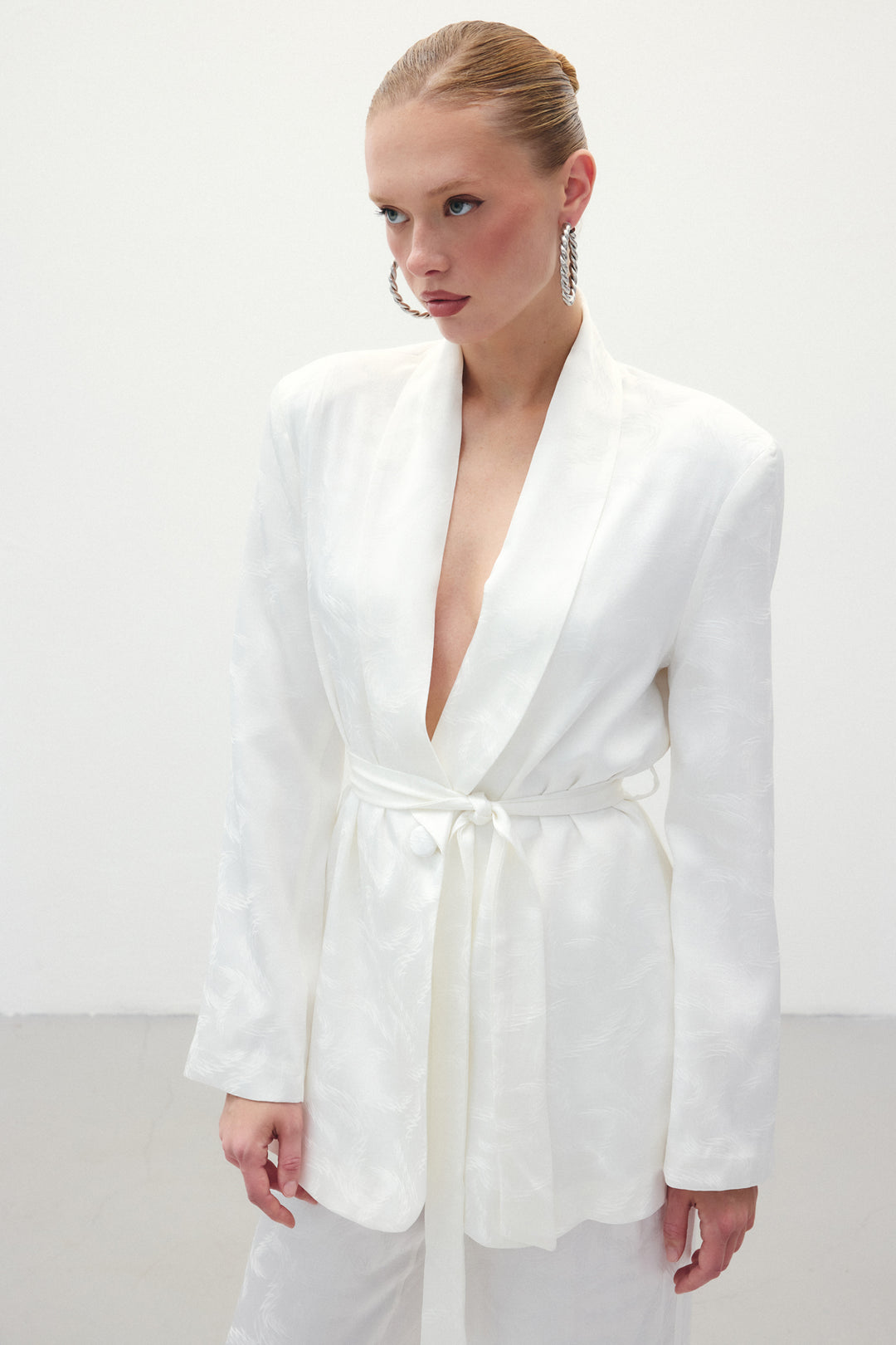 Sateen Veste en satin jacquard - Écru