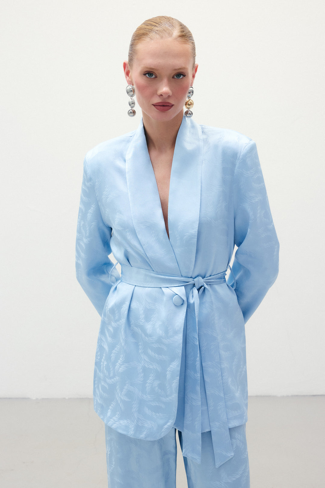 Sateen Veste en satin jacquard - Bleu