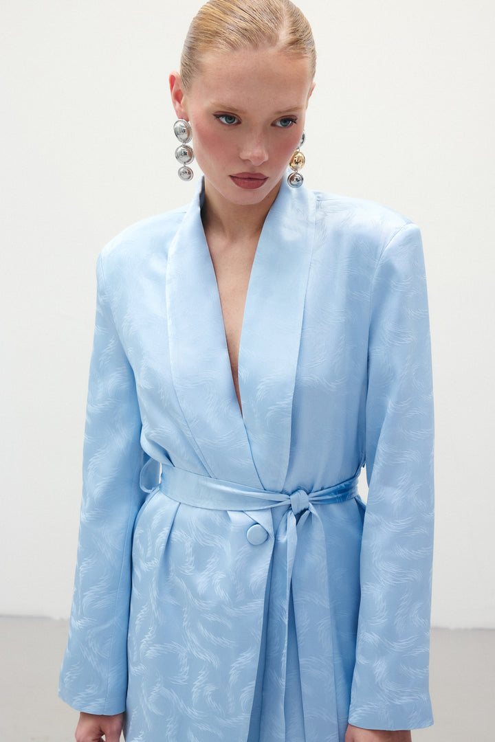 Sateen Veste en satin jacquard - Bleu