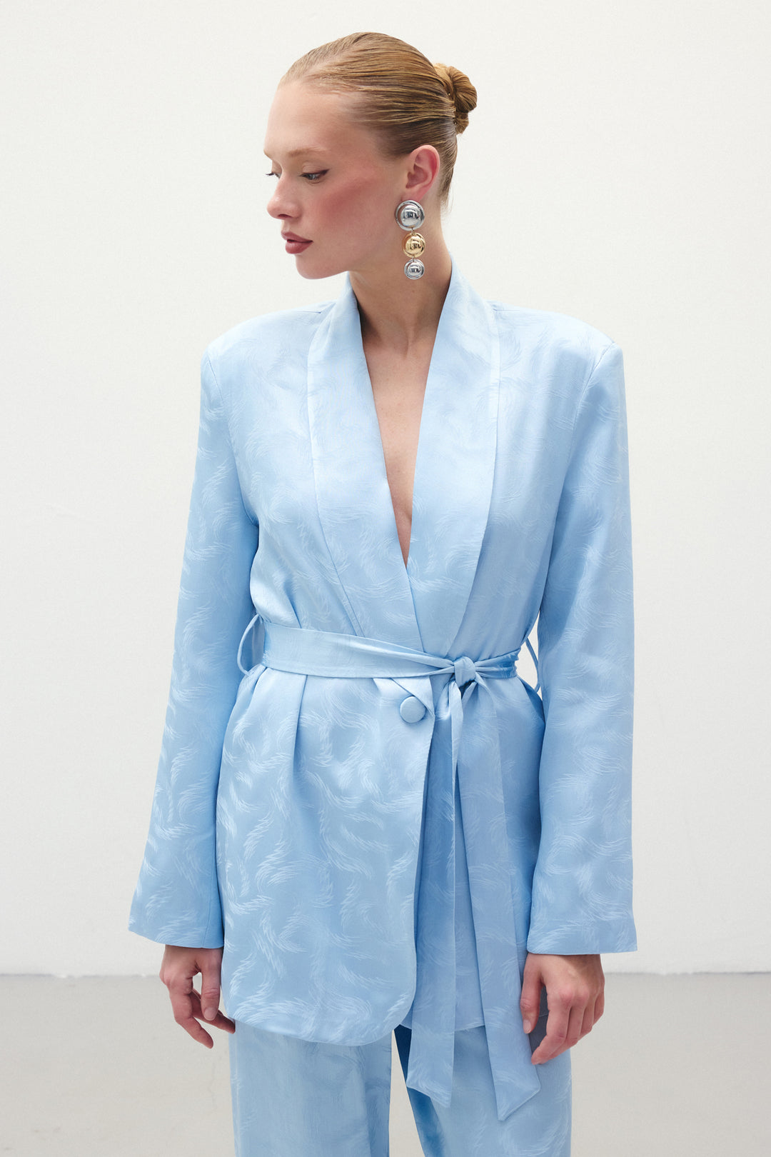 Sateen Veste en satin jacquard - Bleu