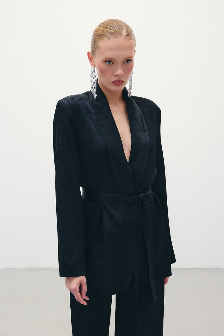 Sateen Veste en satin jacquard - Noir