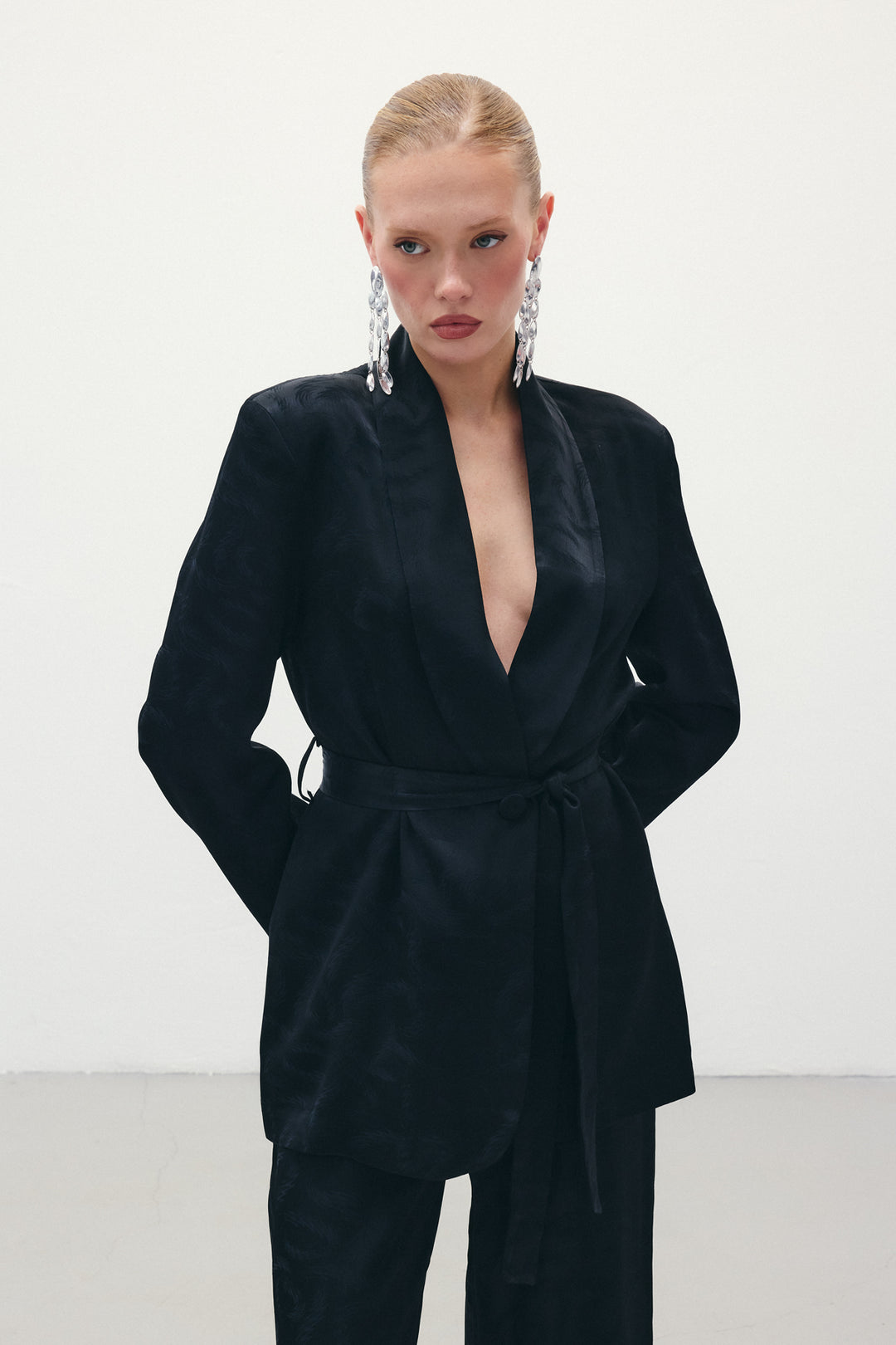 Sateen Veste en satin jacquard - Noir