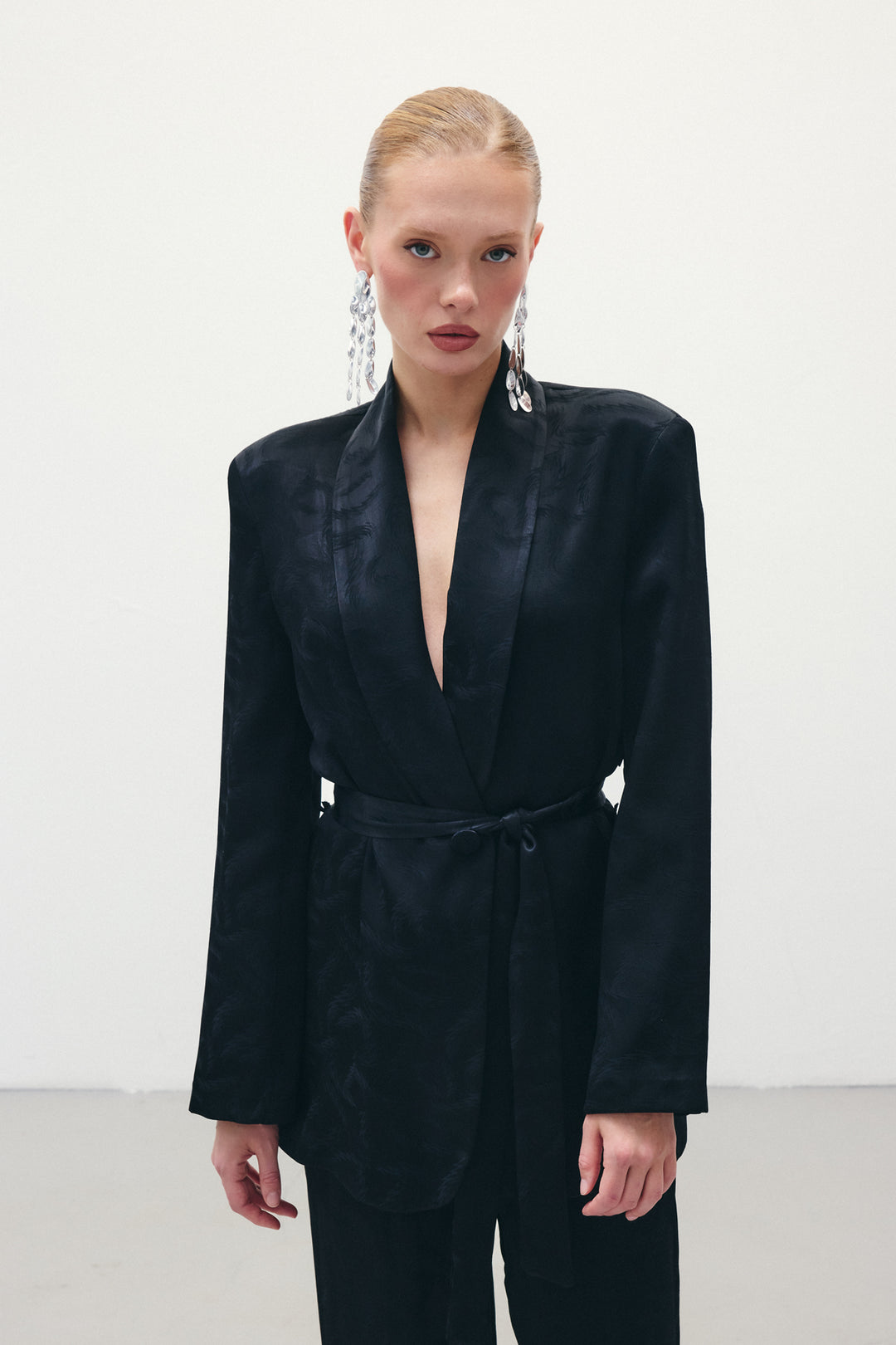 Sateen Veste en satin jacquard - Noir