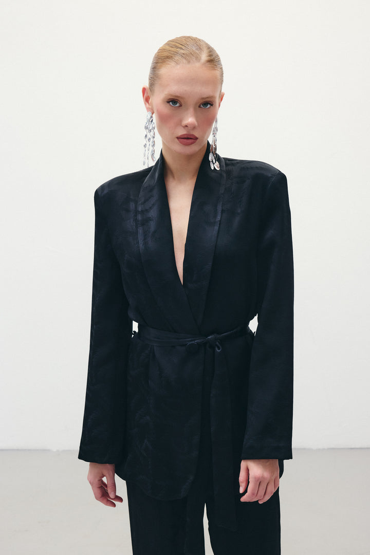 Sateen Veste en satin jacquard - Noir