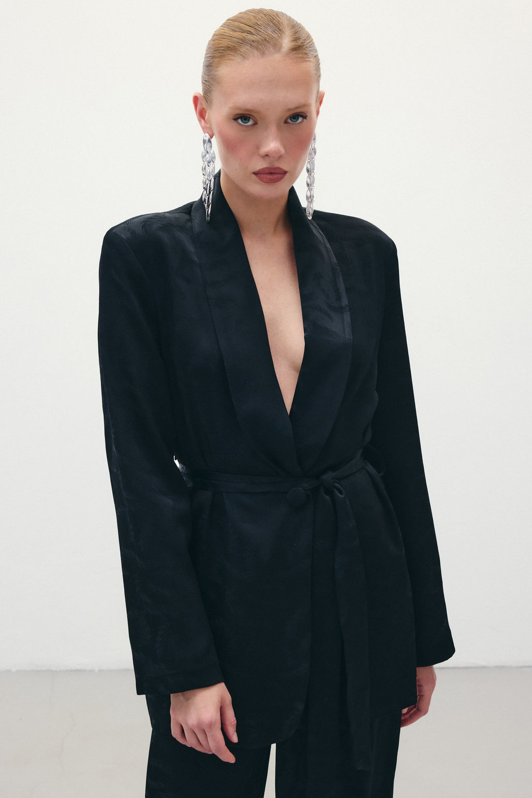 Sateen Veste en satin jacquard - Noir