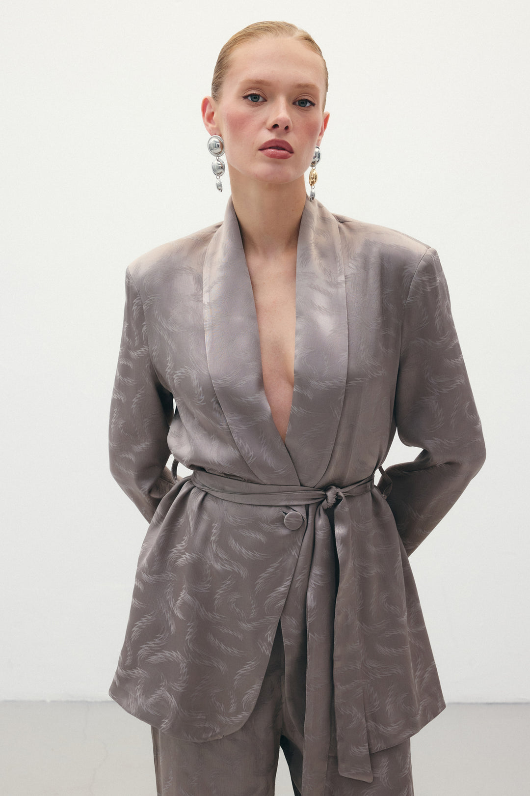 Sateen Veste en Satin Jacquard - Vison