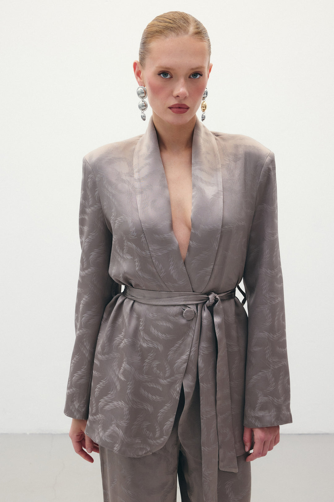 Sateen Veste en Satin Jacquard - Vison