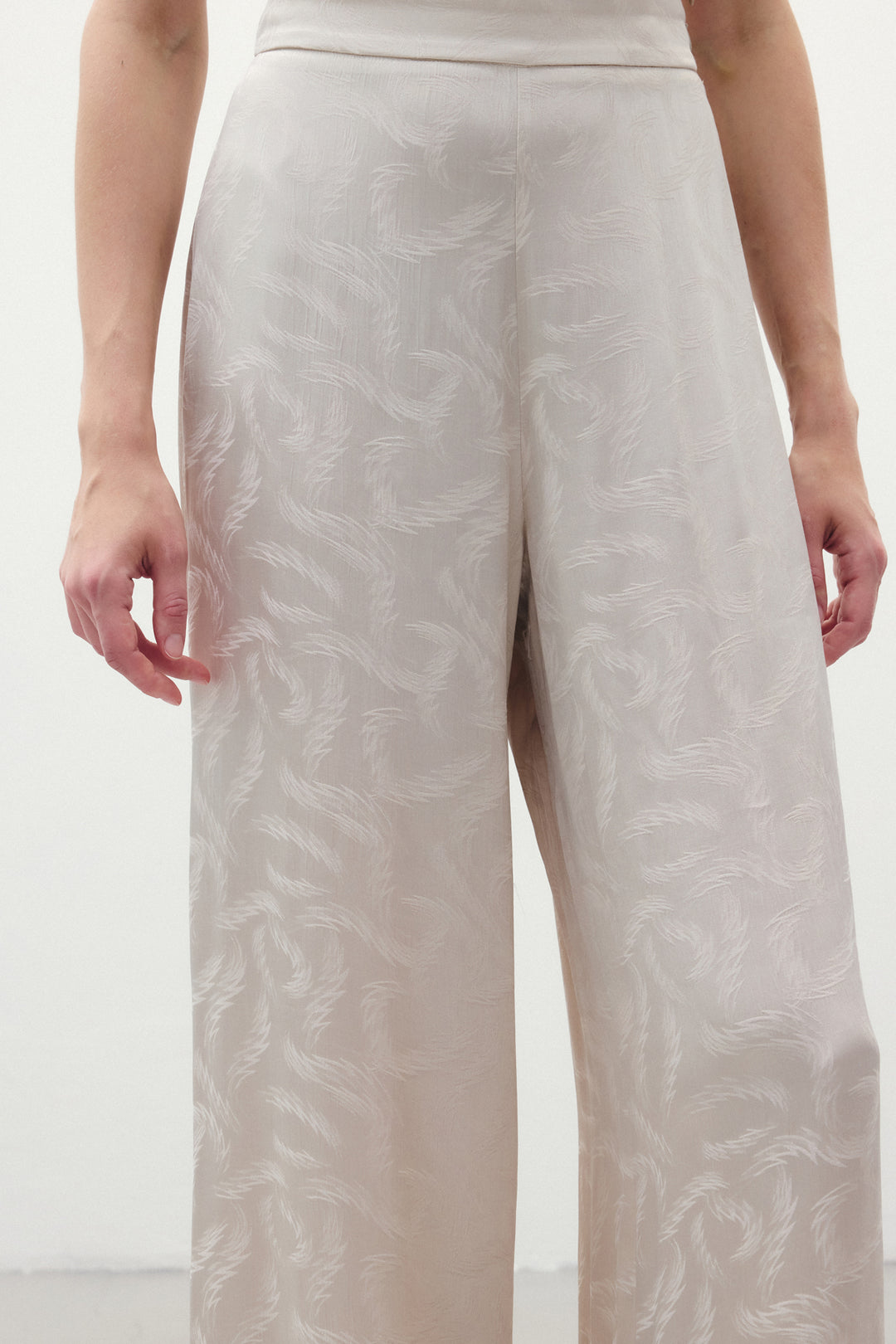 Sateen Pantalon en satin jacquard - Beige
