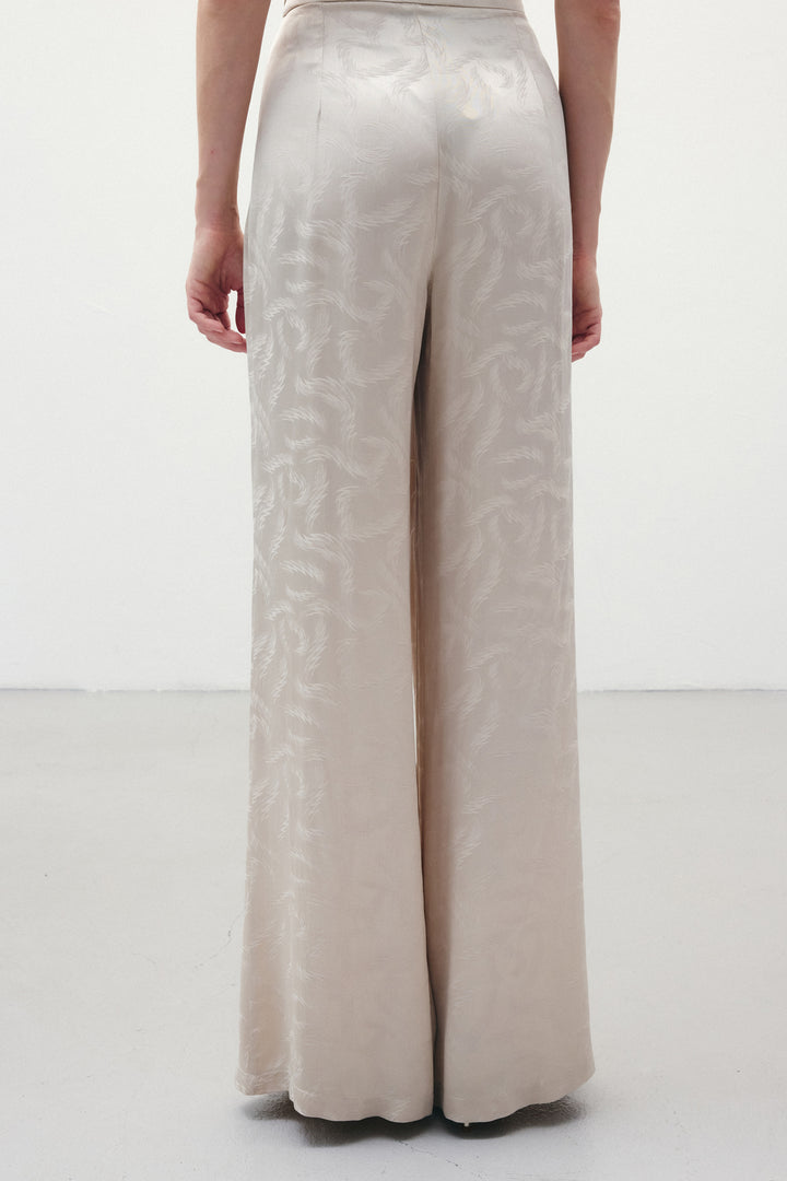 Sateen Pantalon en satin jacquard - Beige