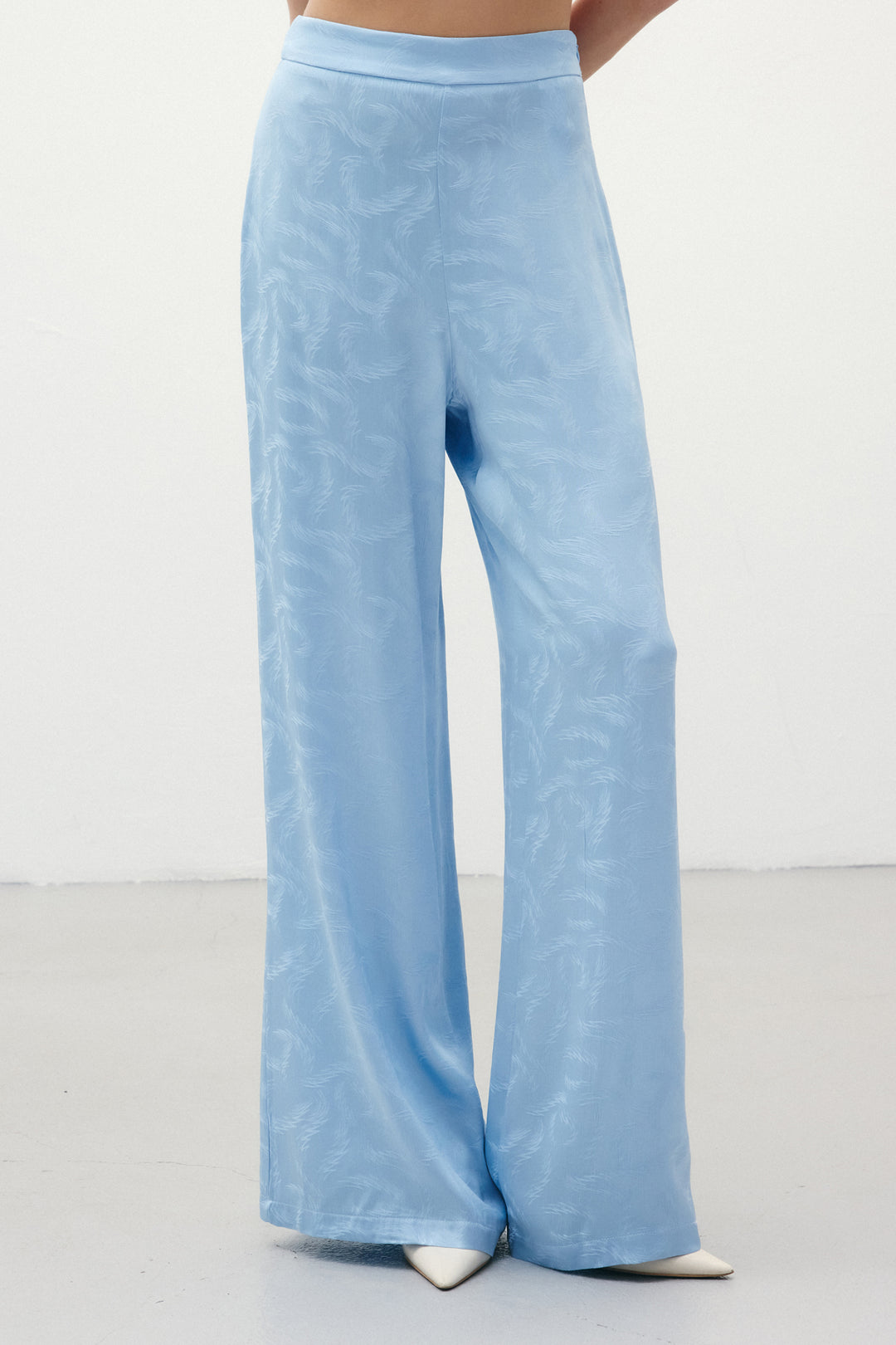 Sateen Pantalon en satin jacquard - Bleu