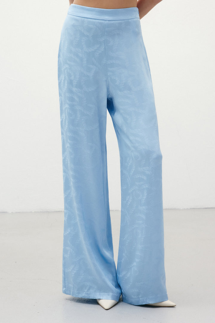 Sateen Pantalon en satin jacquard - Bleu