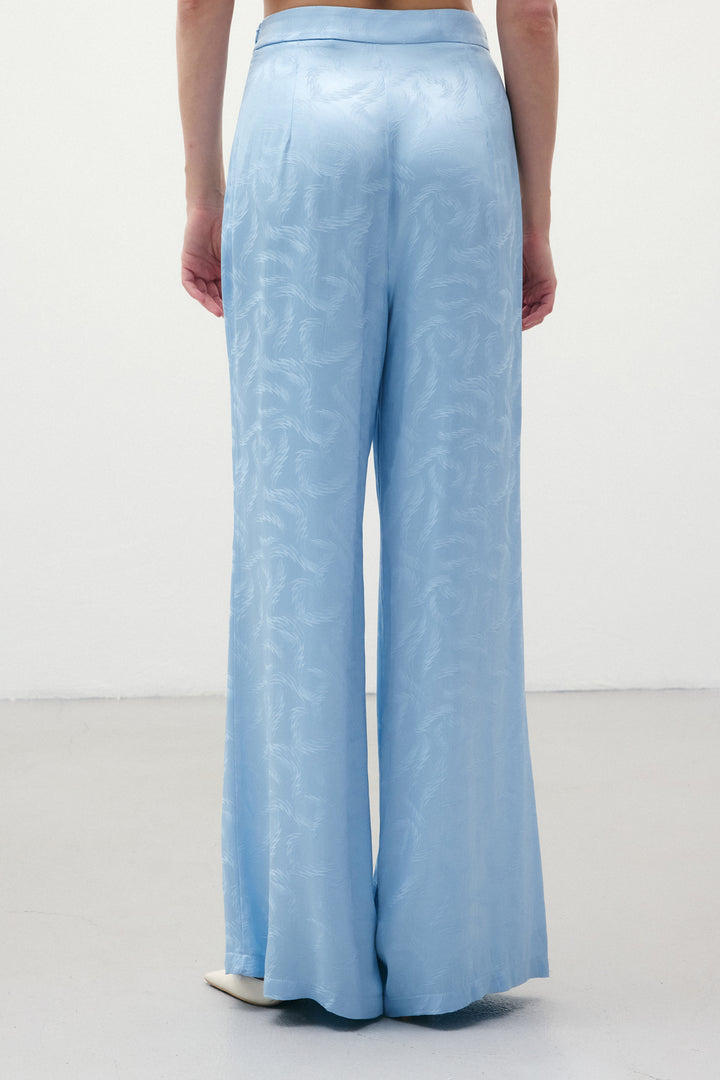 Sateen Pantalon en satin jacquard - Bleu