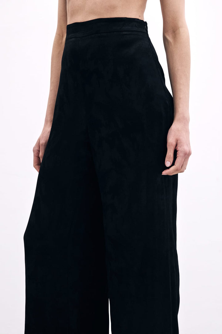 Sateen Pantalon Large Jacquard - Noir