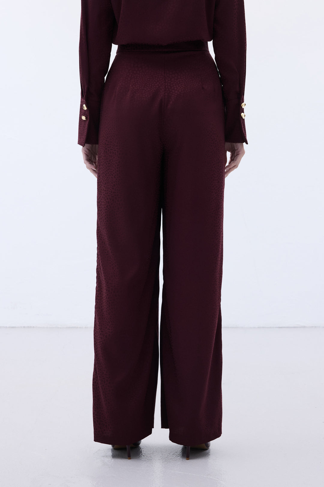 Sateen Pantalon Jacquard - Bordeaux