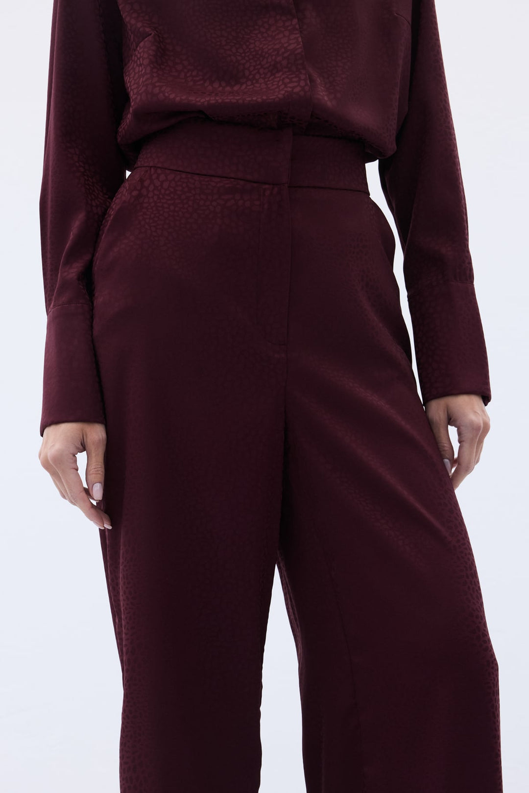 Sateen Pantalon Jacquard - Bordeaux