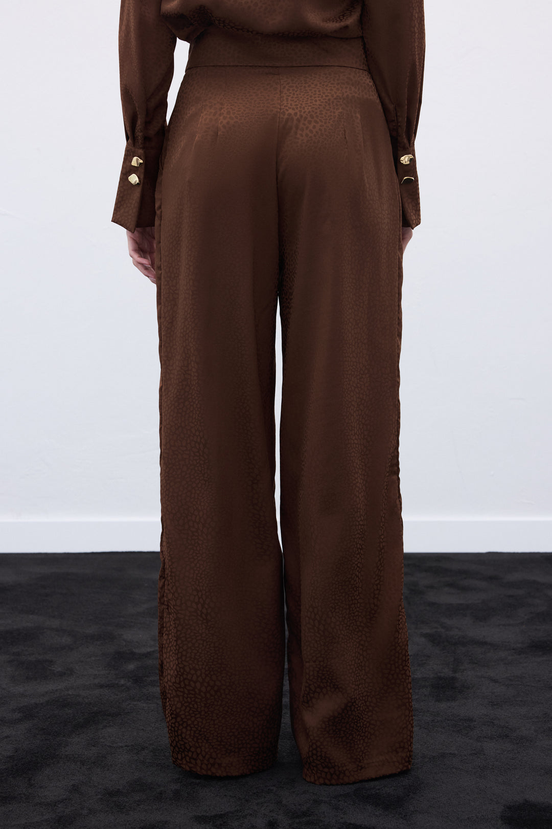 Sateen Pantalon Jacquard - Marron