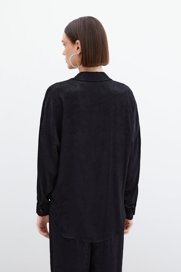 Sateen Chemise en satin jacquard - Noir
