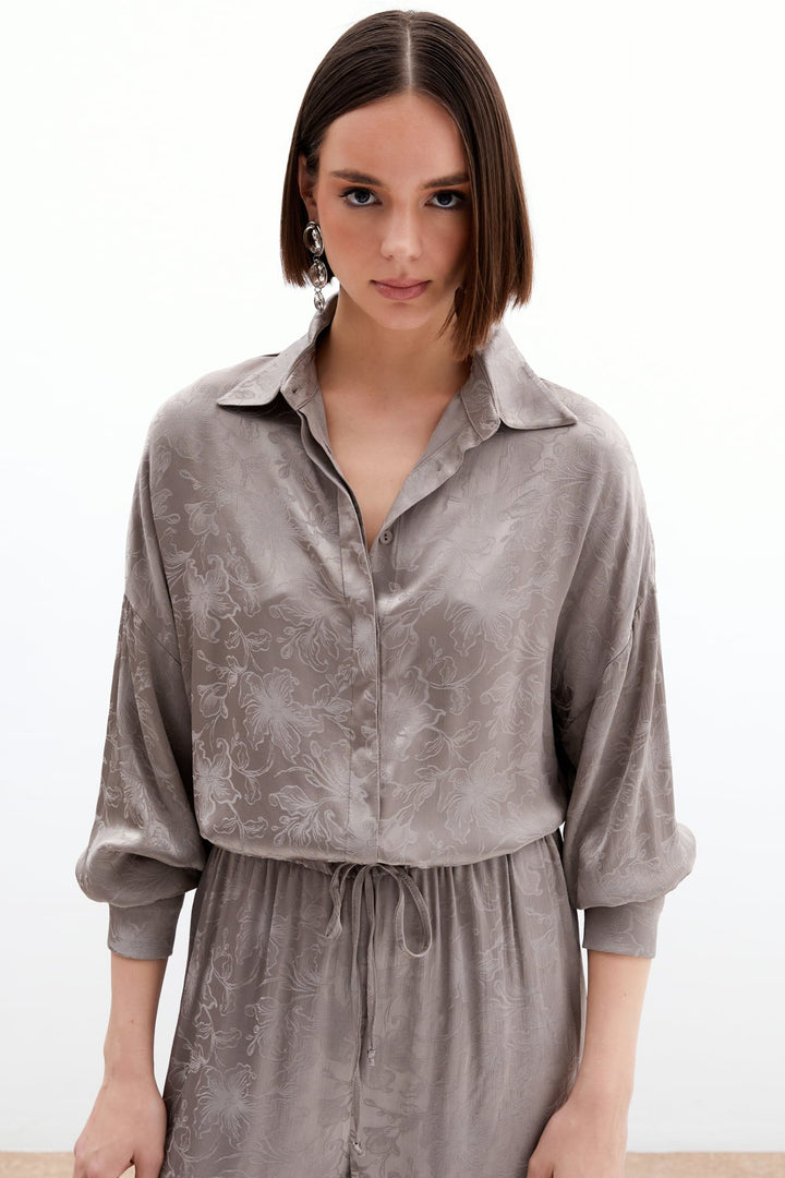 Sateen Chemise en satin jacquard - Vison