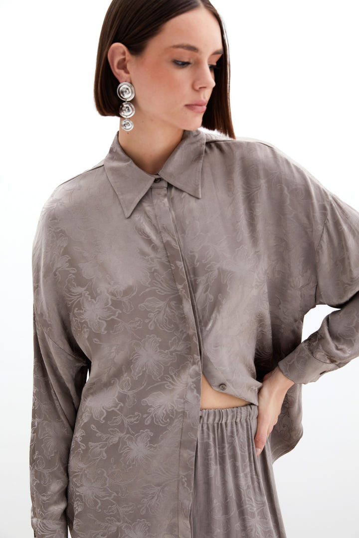 Sateen Chemise en satin jacquard - Vison