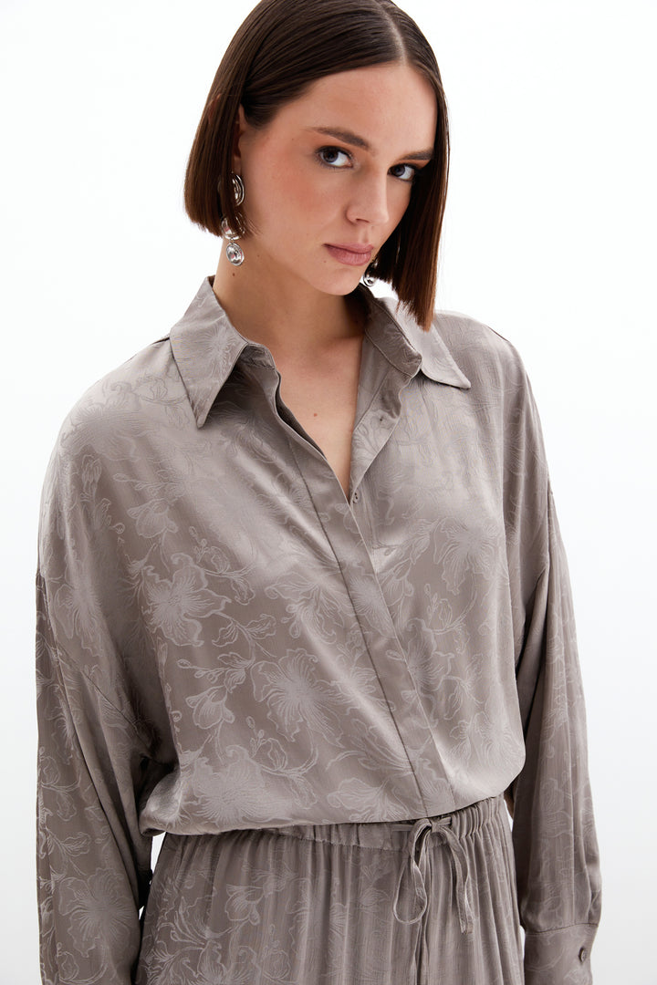 Sateen Chemise en satin jacquard - Vison