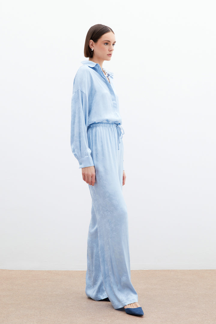 Sateen Pantalon en satin jacquard - bebe Bleu